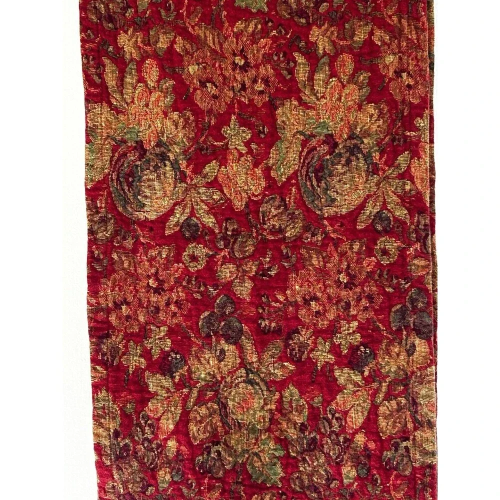 Z Gallerie Table Runner Floral Print Tapestry Style Fringe Country Farmhouse